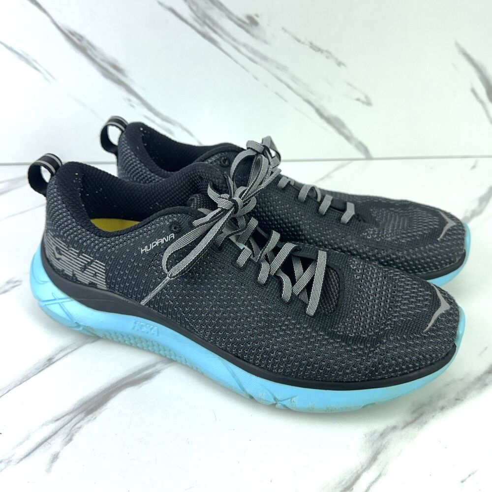 Hoka One One Womens US 9 Gray Blue Hupana 2 Laces Walking Comfort Sneakers